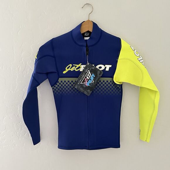 JetPilot Wetsuit Jacket Vintage Class NWT Youth Size 14 Navy Blue Yellow JP21142 - Picture 1 of 10